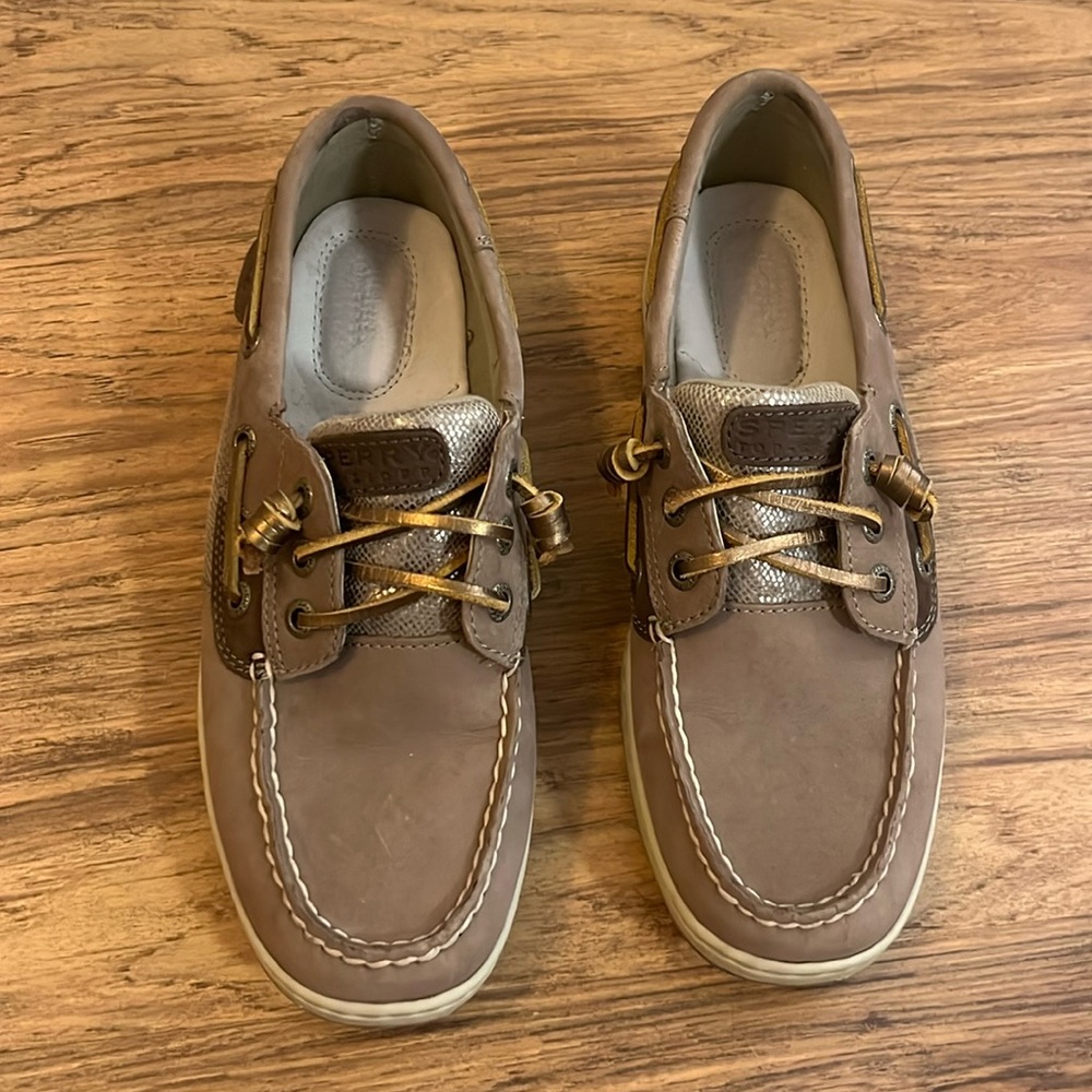 Sperry Top-Sider Brown Leather and Gold Women’s Boat Shoes 7M